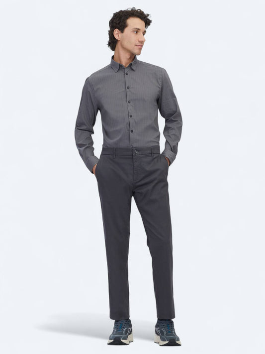 Graue Weberei Regular Fit Freizeit Baumwollmischung Hose