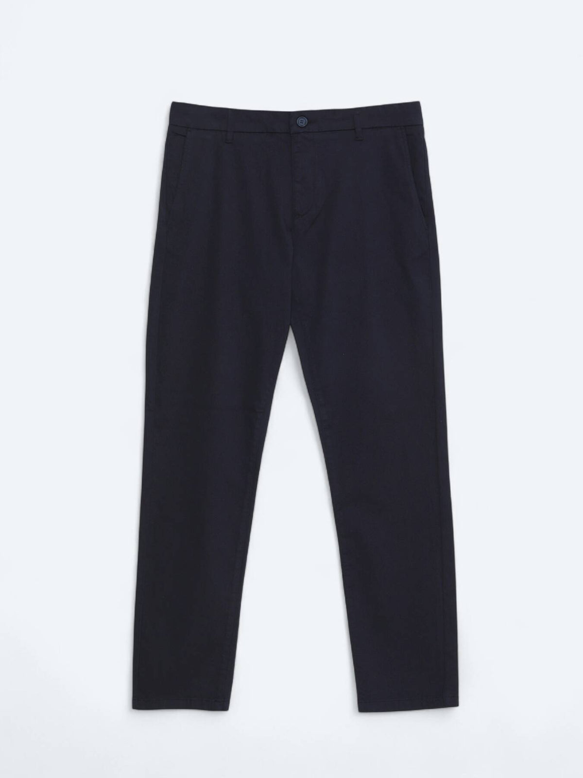 Marineblau Weben Regular Fit Freizeit Baumwollmischung Hose