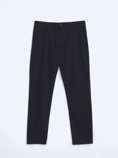 Marineblau Weben Regular Fit Freizeit Baumwollmischung Hose