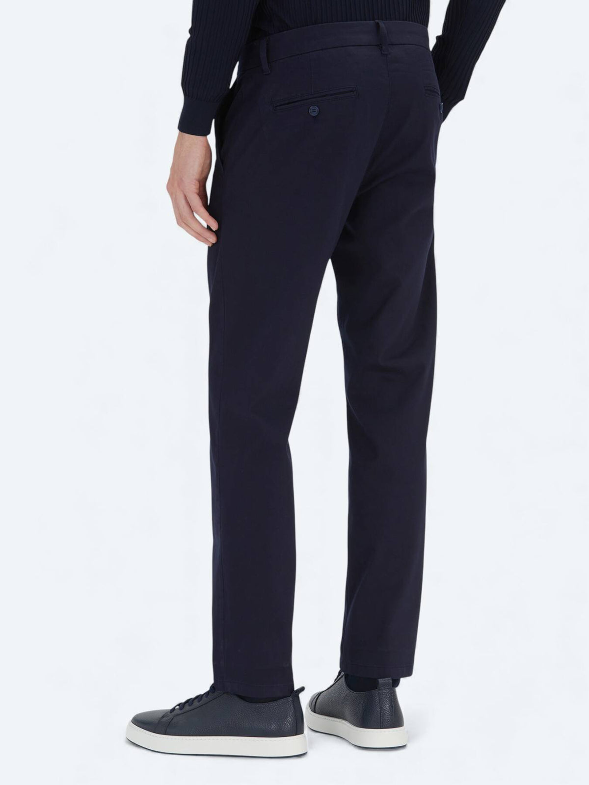 Marineblau Weben Regular Fit Freizeit Baumwollmischung Hose