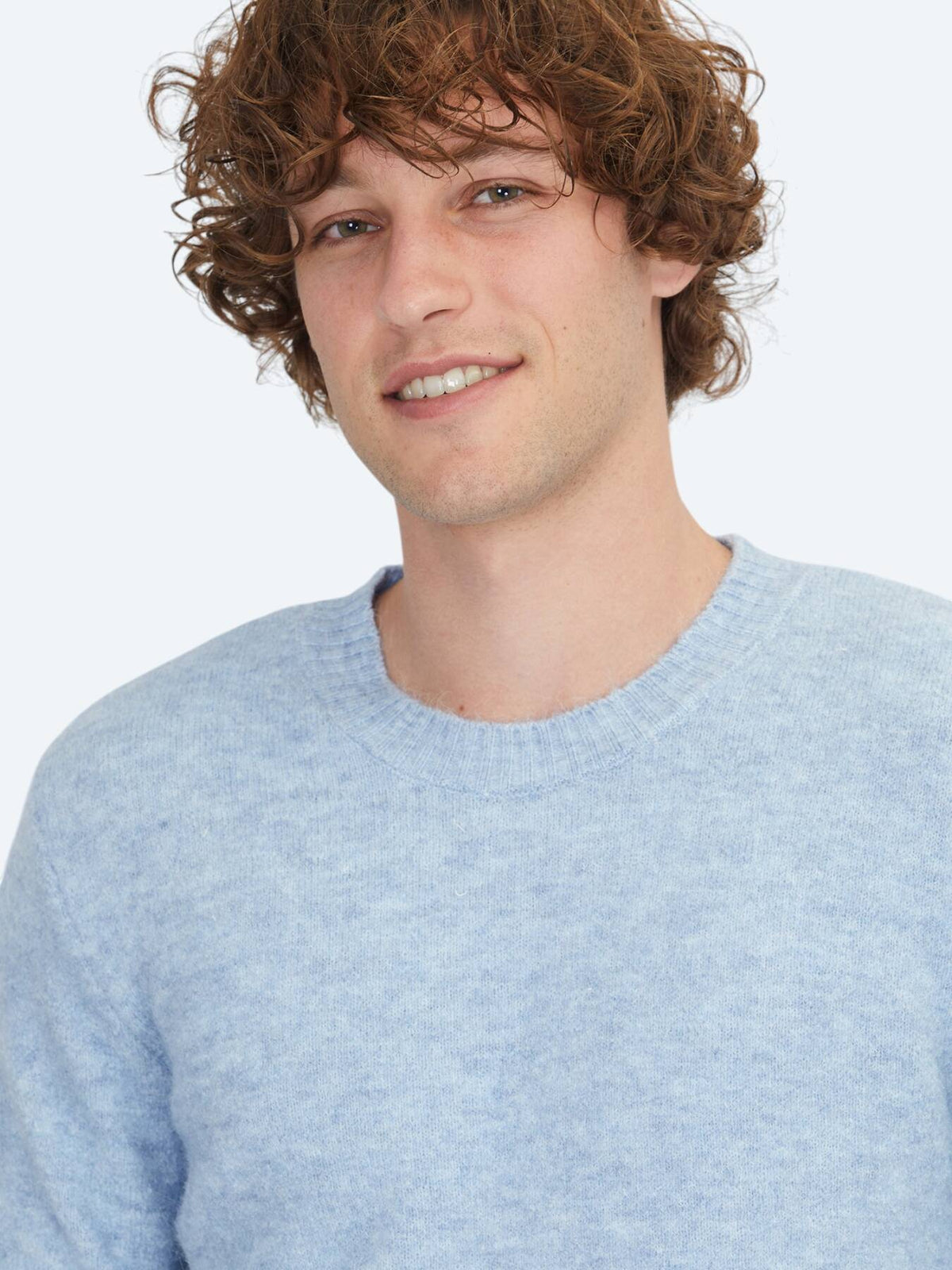 Blaues Strick-Sweatshirt