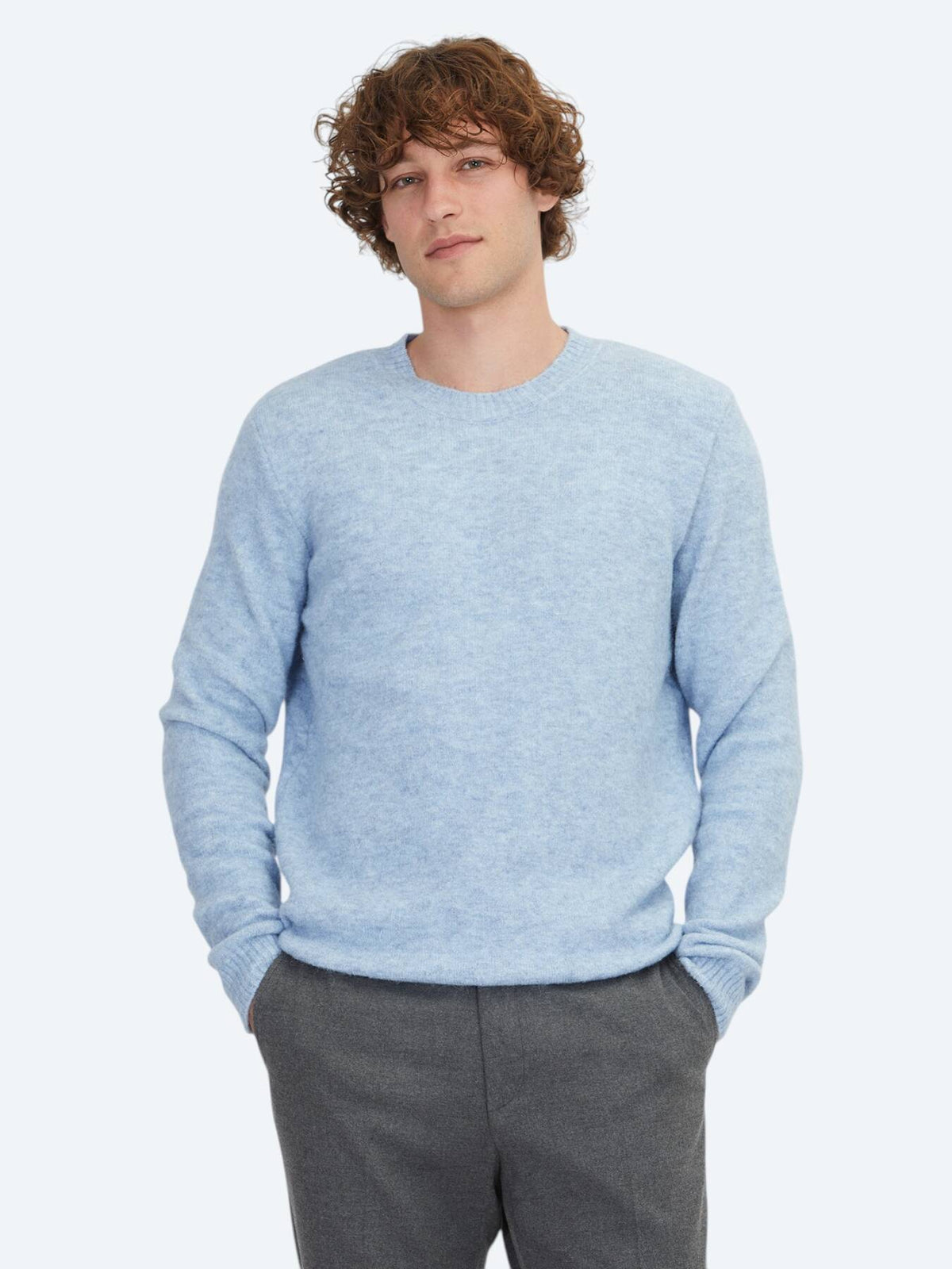 Blaues Strick-Sweatshirt