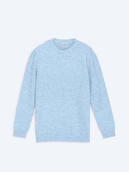Blaues Strick-Sweatshirt