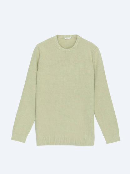 Ölgrüner Strickpullover