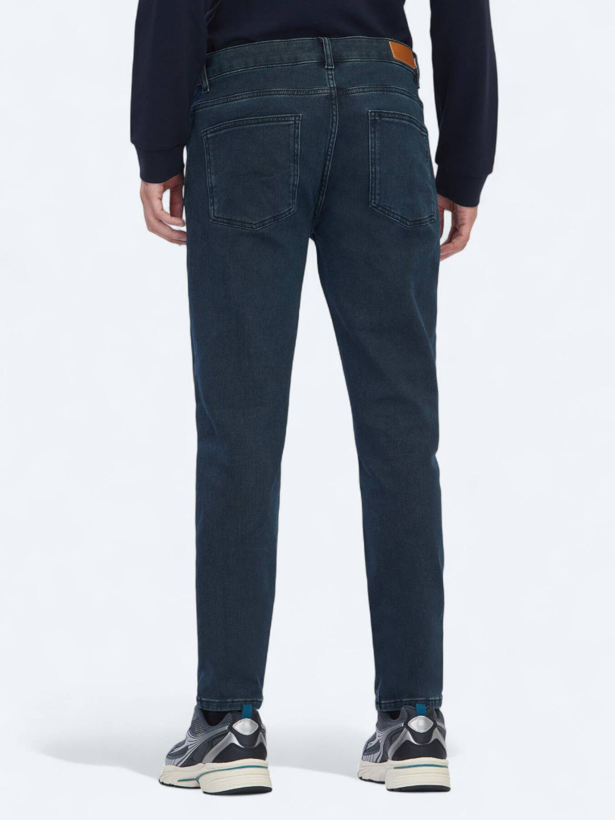 Marineblaue Slim-Fit Denim-Baumwollmischungshose