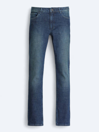 Marineblaue Velours Slim Fit Jeanshose