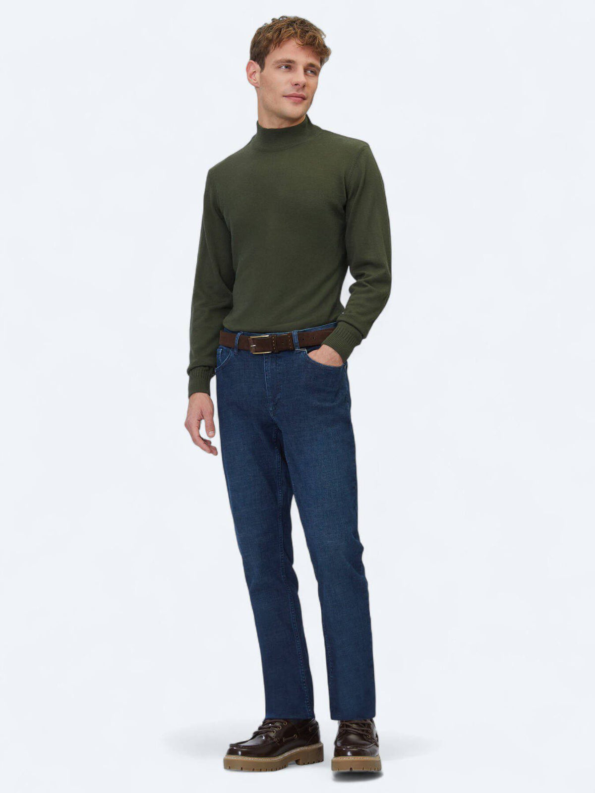 Marineblaue Velours Slim Fit Jeanshose