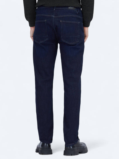 Marineblaue Slim-Fit Denim-Baumwollmischungshose