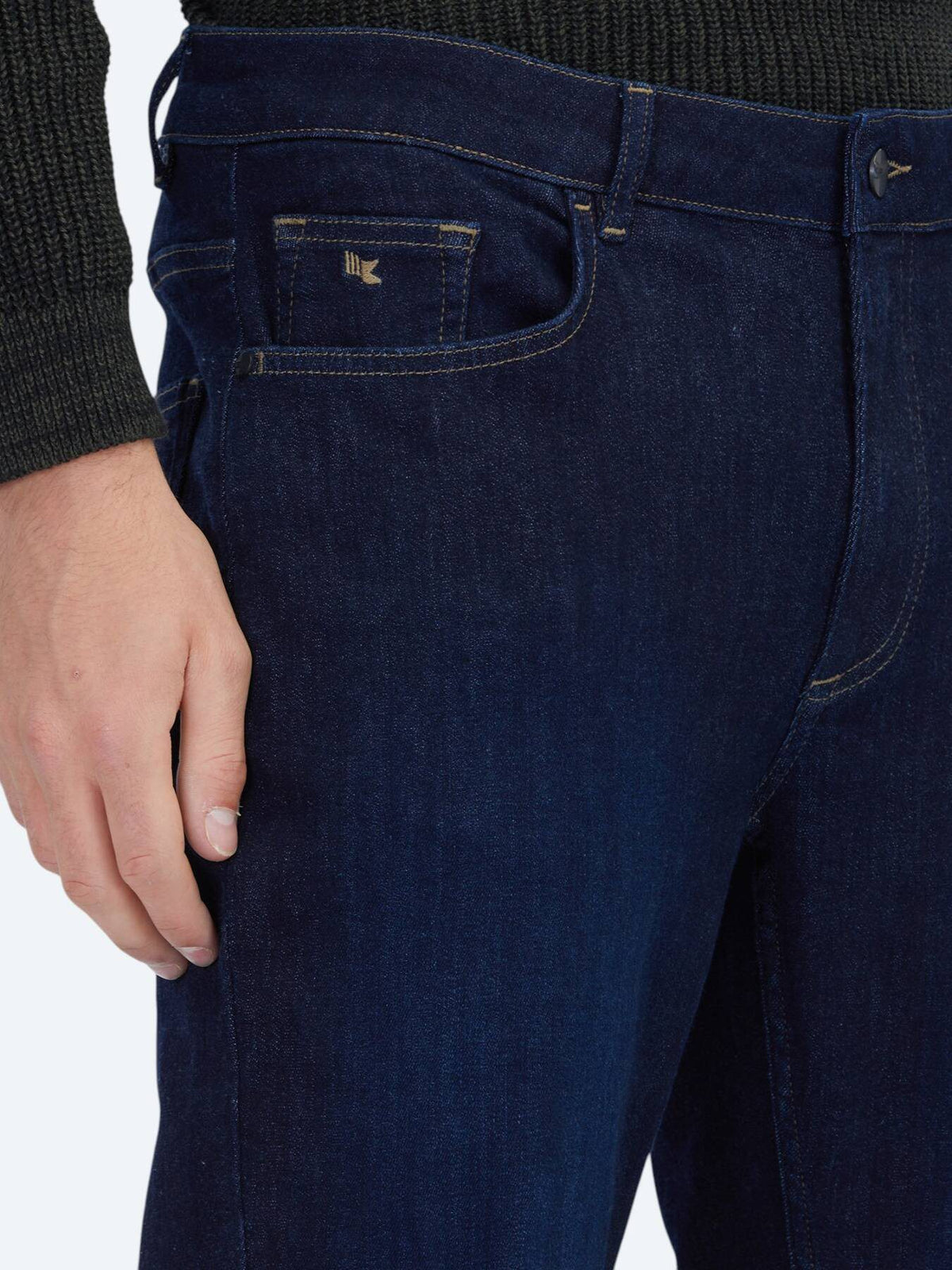 Marineblaue Slim-Fit Denim-Baumwollmischungshose