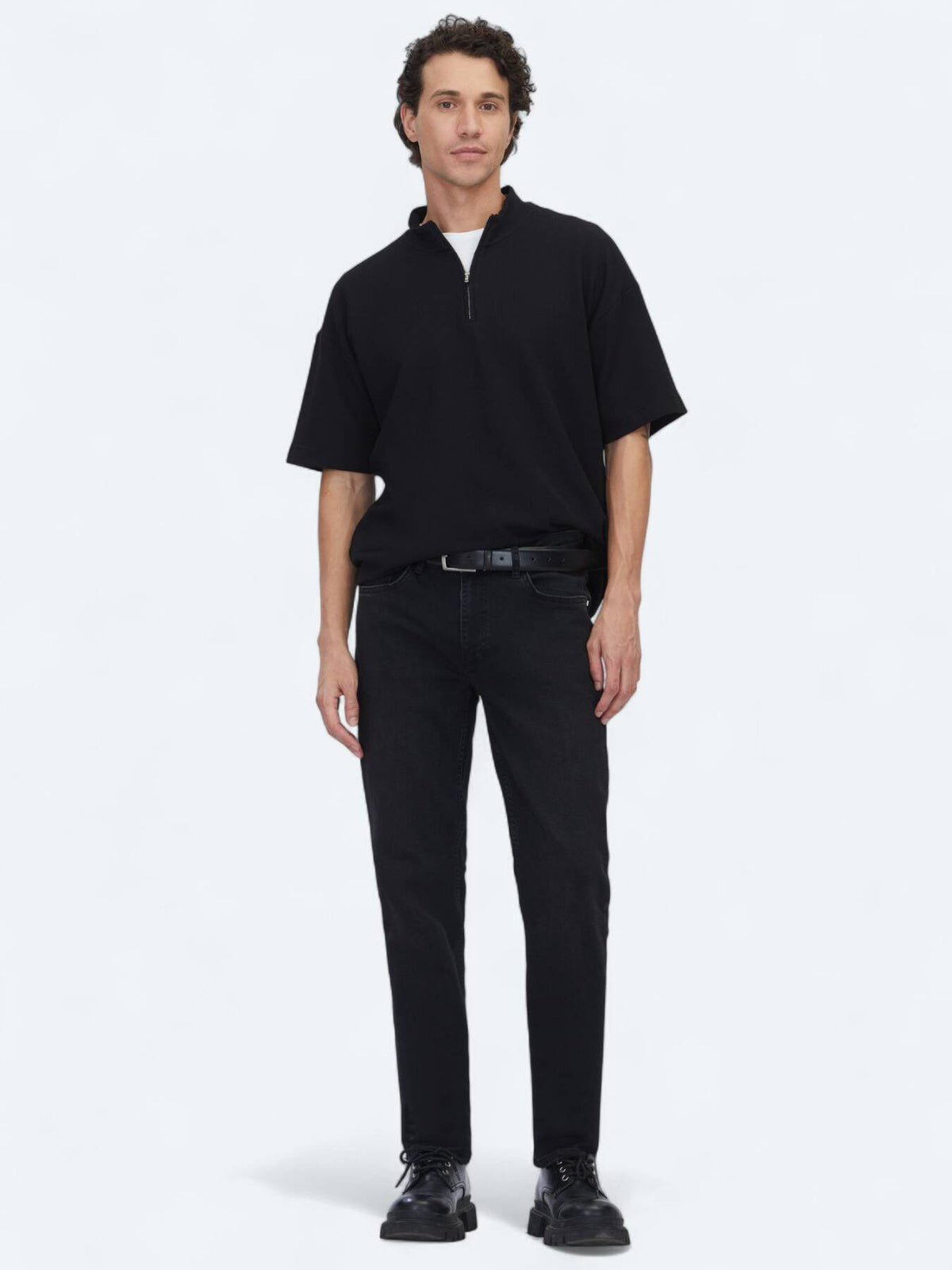 Schwarze Velours Slim Fit Jeans