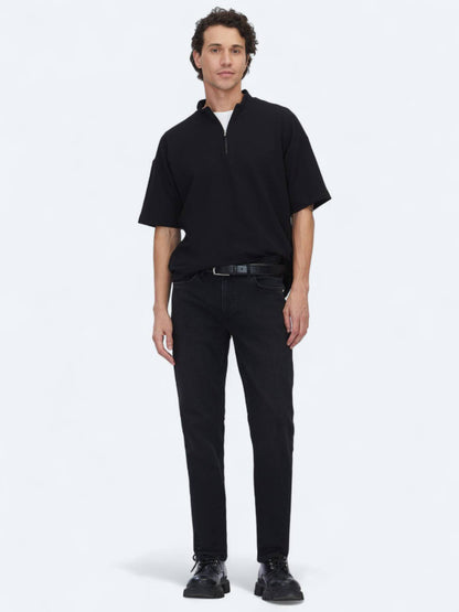 Schwarze Velours Slim Fit Jeans