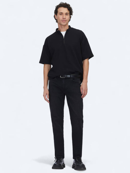 Schwarze Velours Slim Fit Jeans