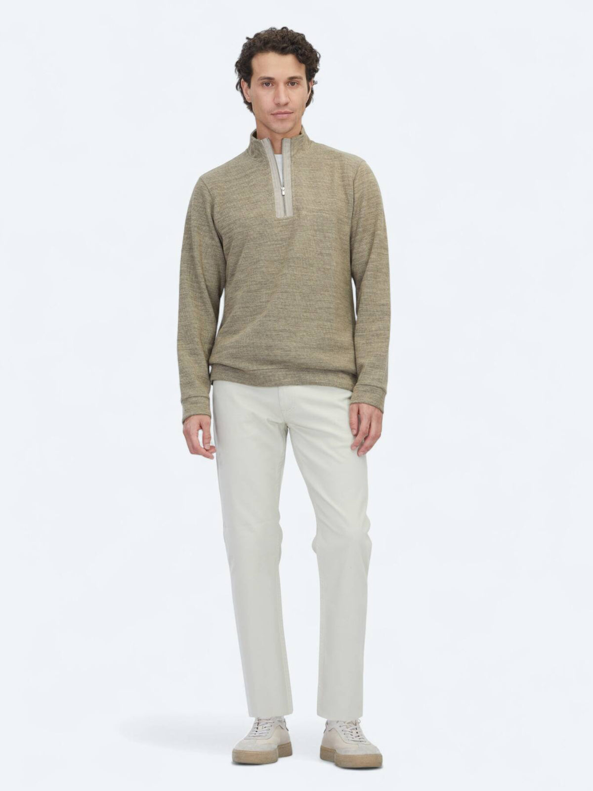 Gestreifter Rollkragenpullover aus Velours