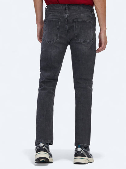 Grau Slim Fit Denim Baumwollhose