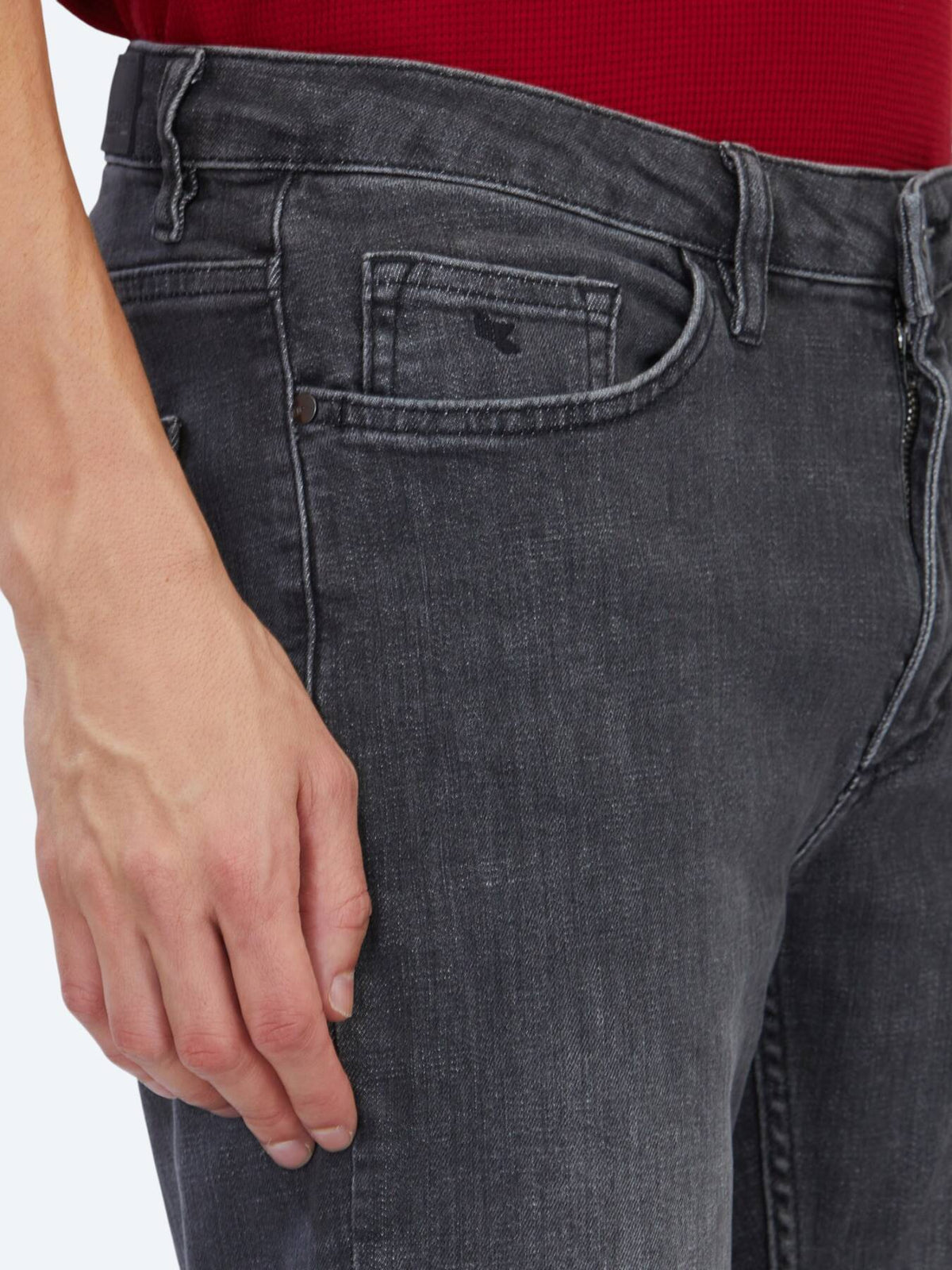 Grau Slim Fit Denim Baumwollhose