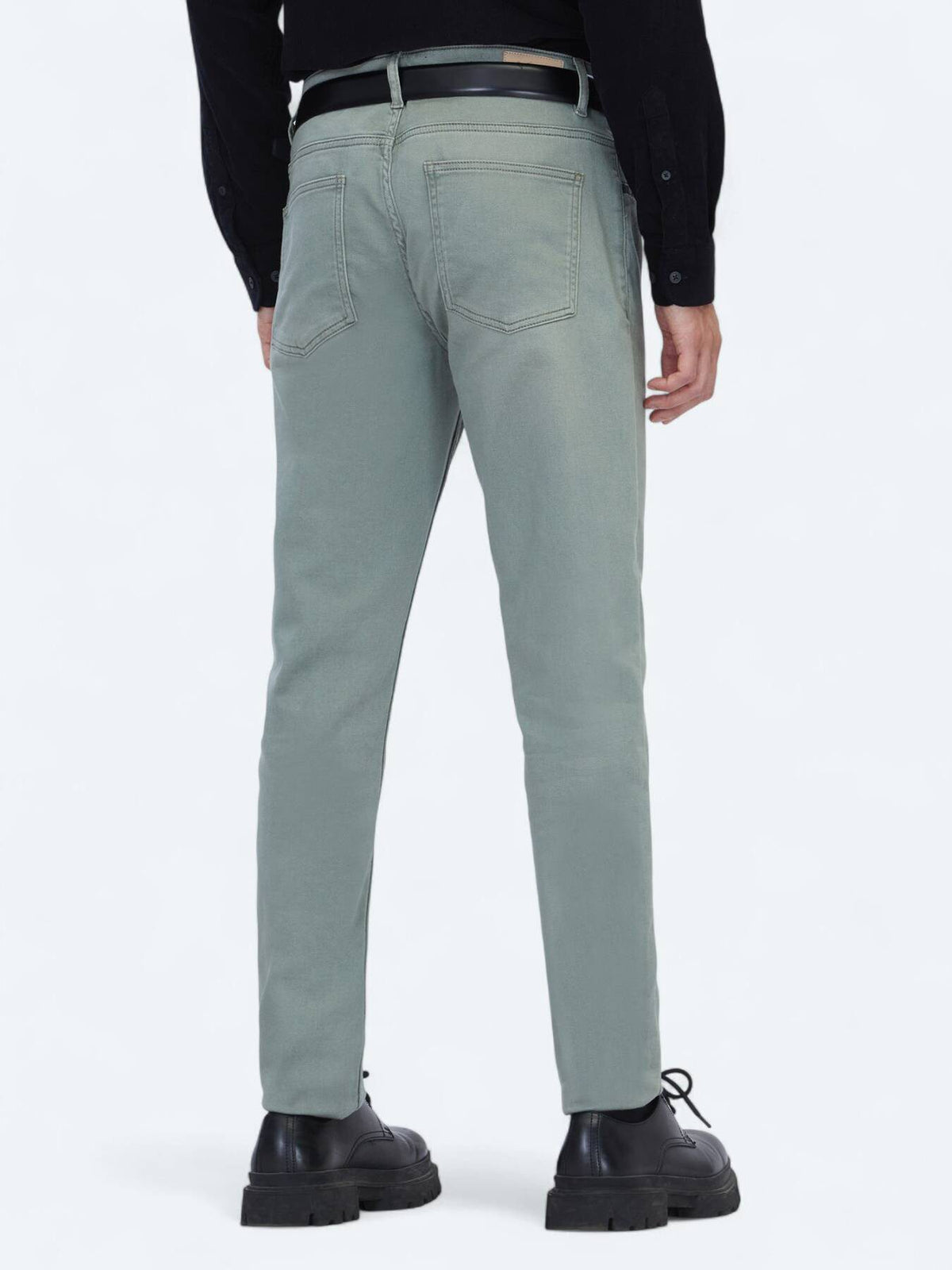 Helle Khaki Velours Jeanshose, schmaler Schnitt