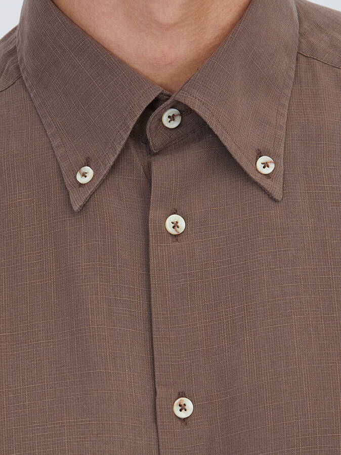Braun Regular Fit Casual Baumwollhemd