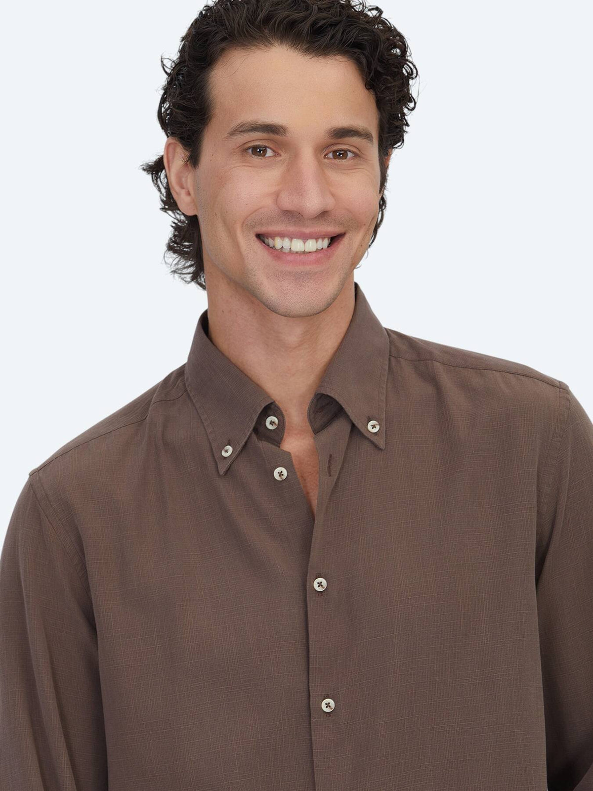 Braun Regular Fit Casual Baumwollhemd
