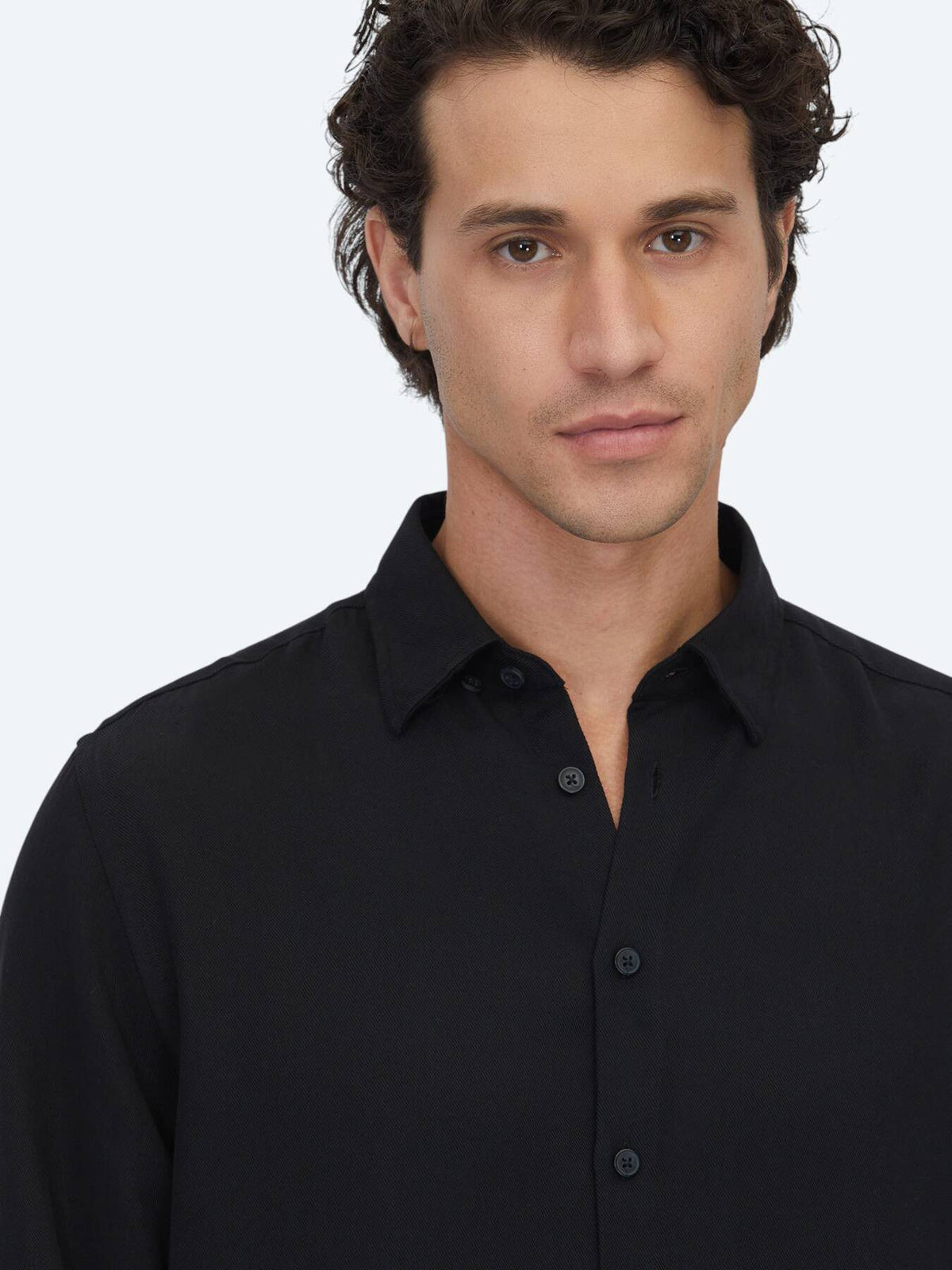Schwarzes Regular Fit Casual Hemd