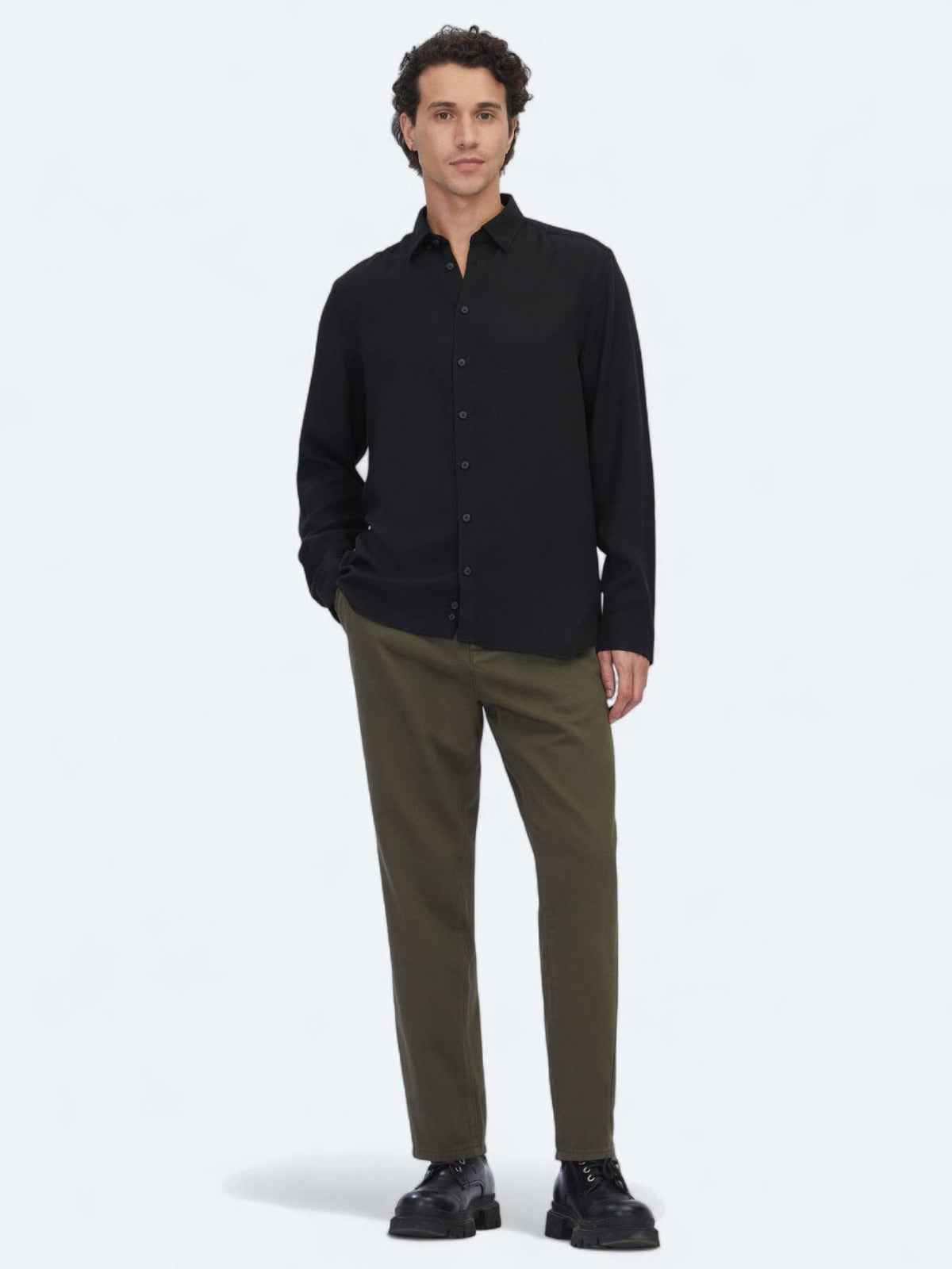 Schwarzes Regular Fit Casual Hemd