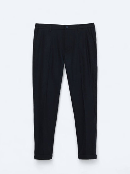 Marineblau Gewebte Jogginghose Wolle Blended Passform