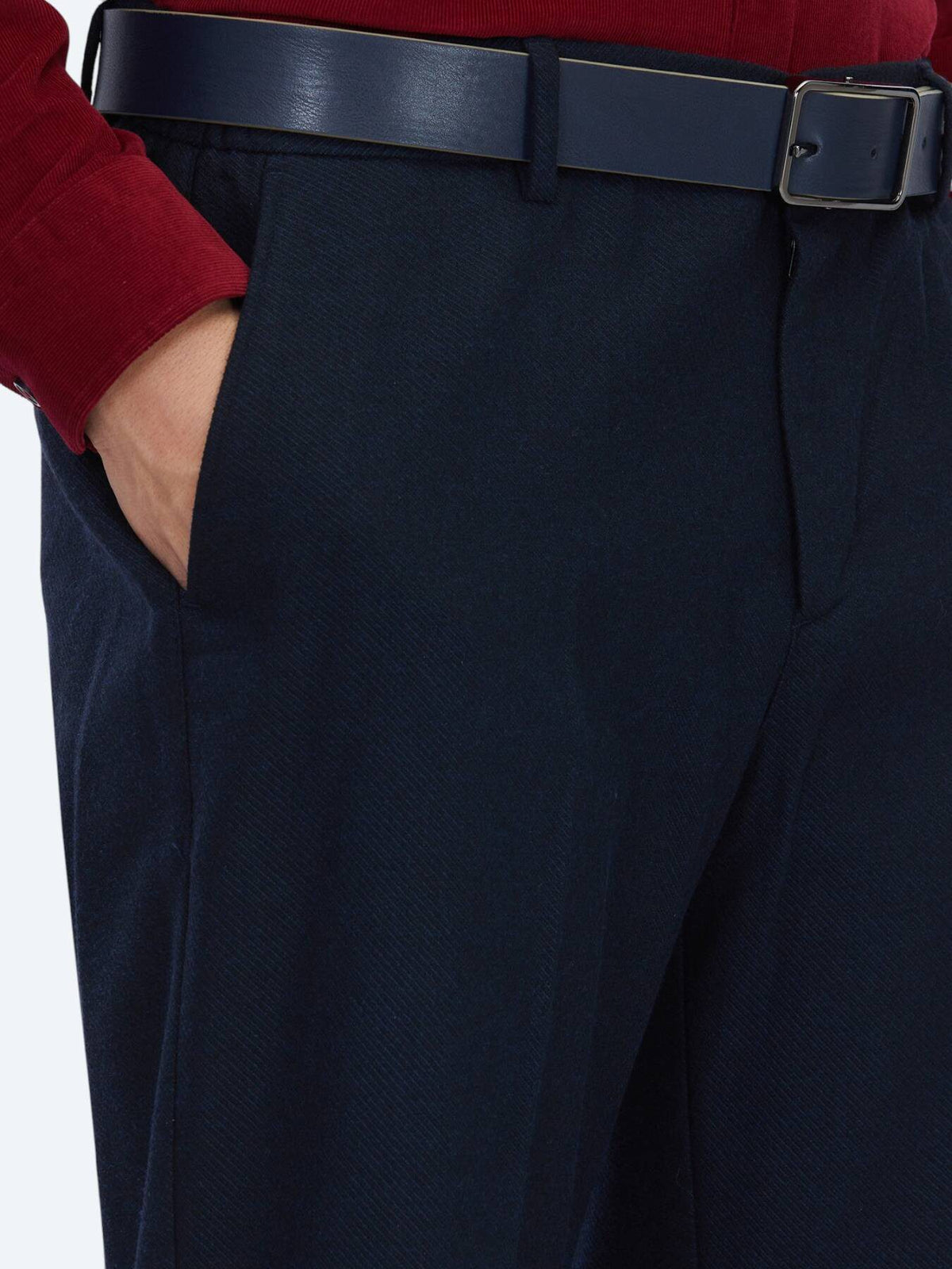 Marineblau Gewebte Jogginghose Wolle Blended Passform