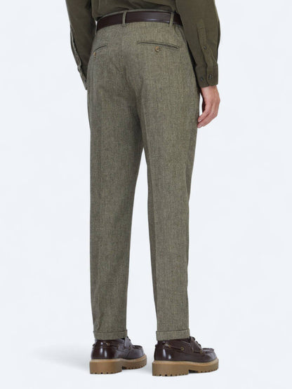 Khaki Weben Jogging Passform Wollmischung Hose