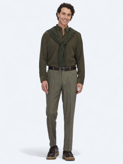 Khaki Weben Jogging Passform Wollmischung Hose