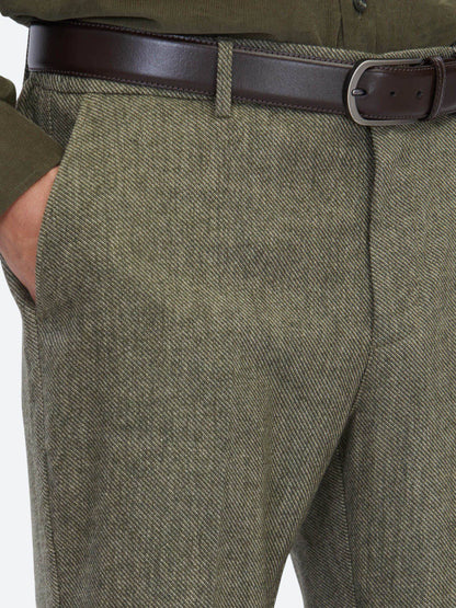 Khaki Weben Jogging Passform Wollmischung Hose
