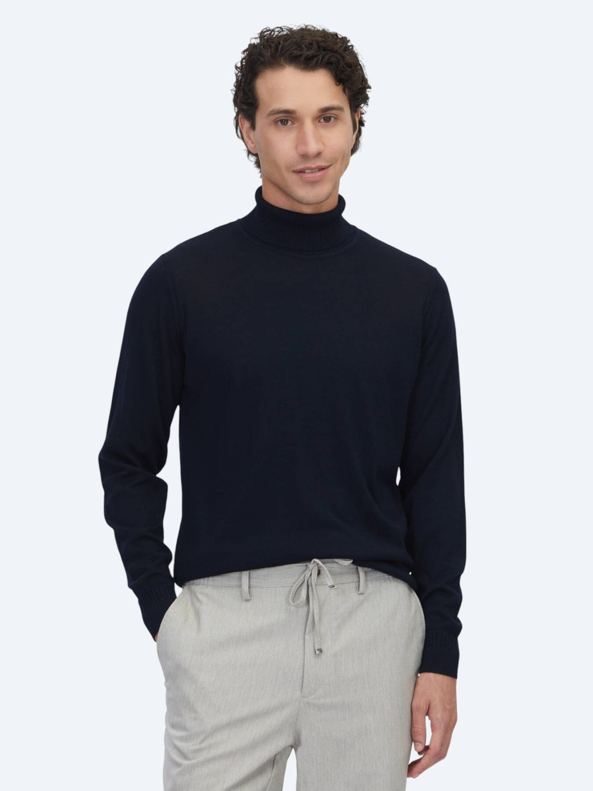 Marineblaues Strick-Sweatshirt
