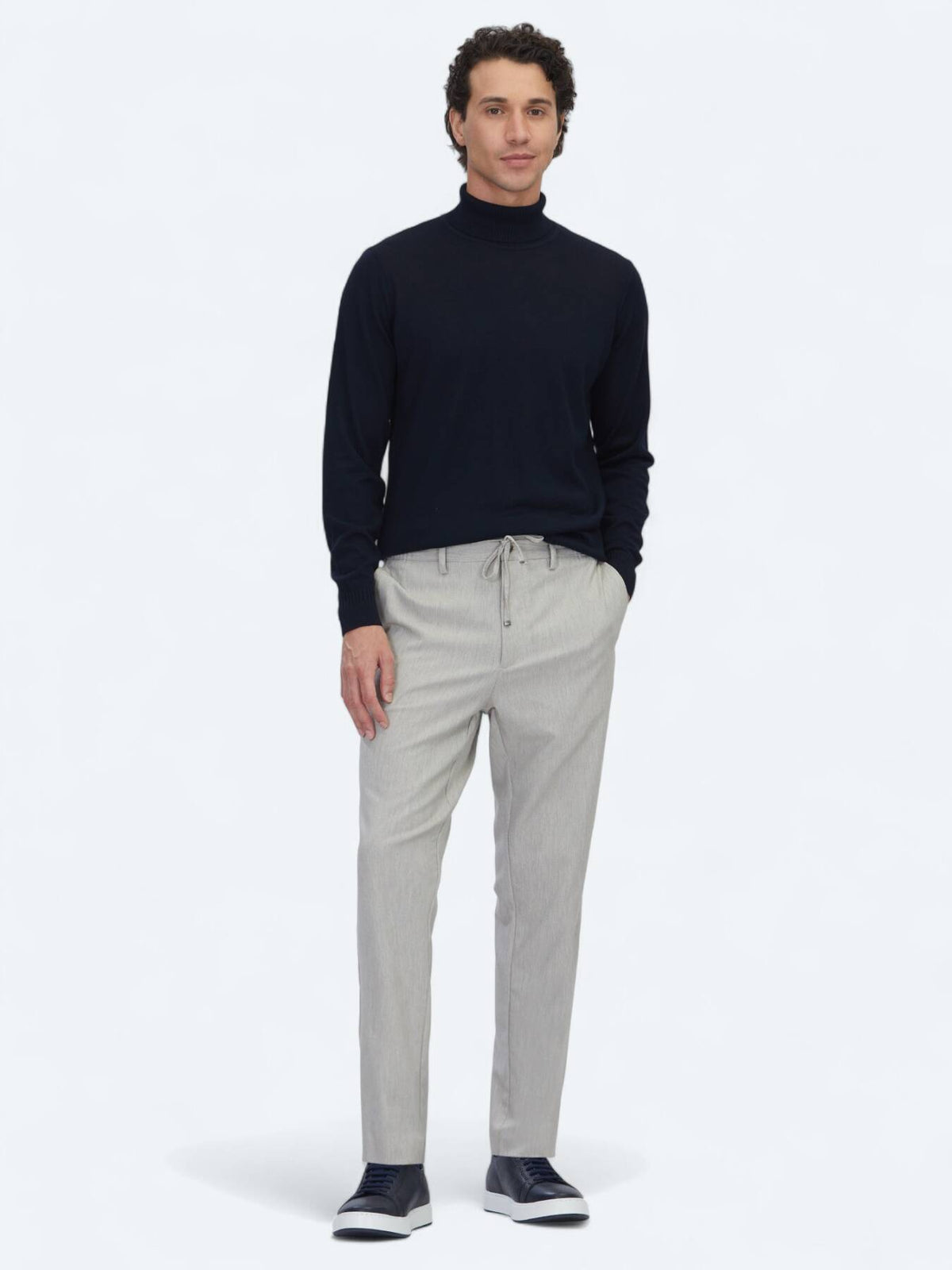 Marineblaues Strick-Sweatshirt