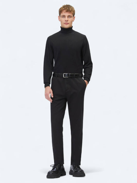 Schwarze Weberei Lässige Baumwollmischung Hose