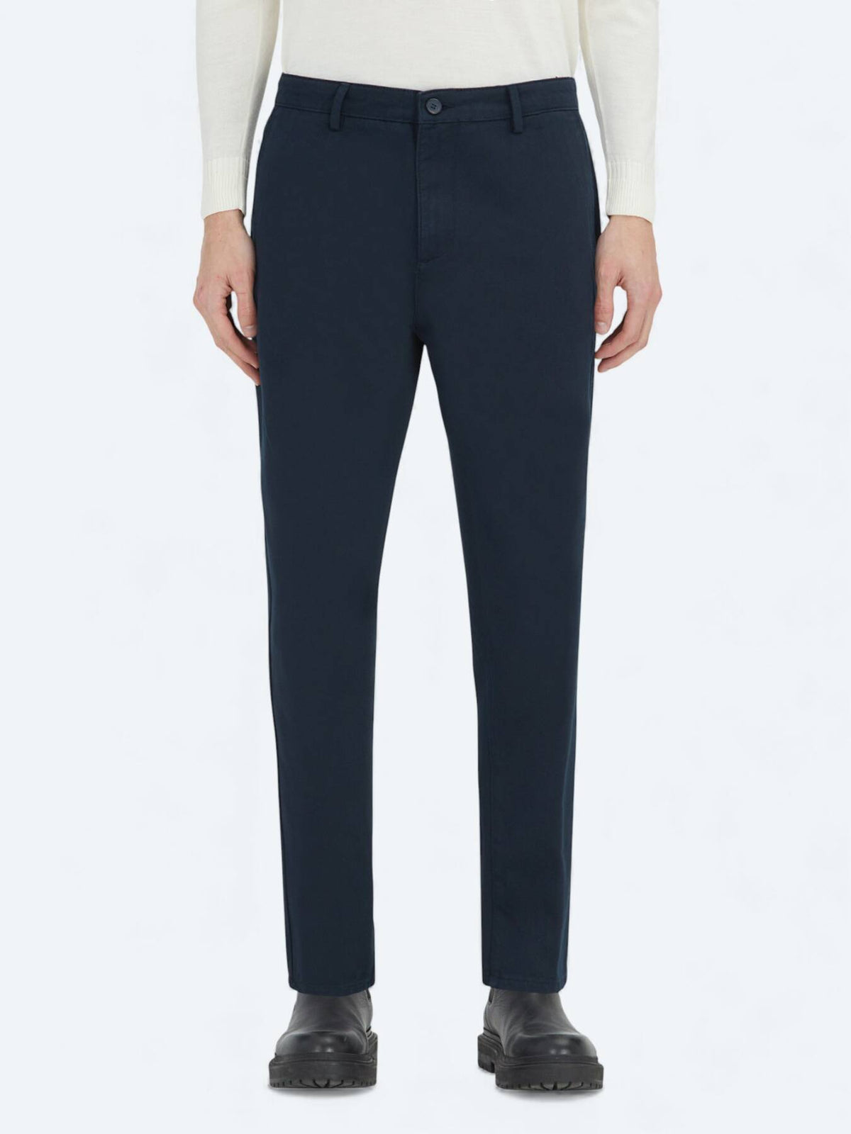 Marineblau Gewebte Lässige Baumwollmischung Hose