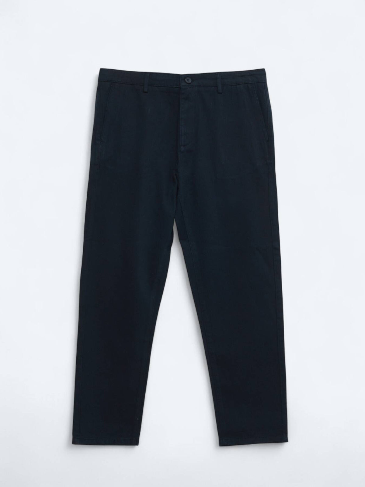 Marineblau Gewebte Lässige Baumwollmischung Hose