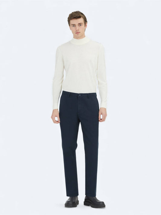 Marineblau Gewebte Lässige Baumwollmischung Hose