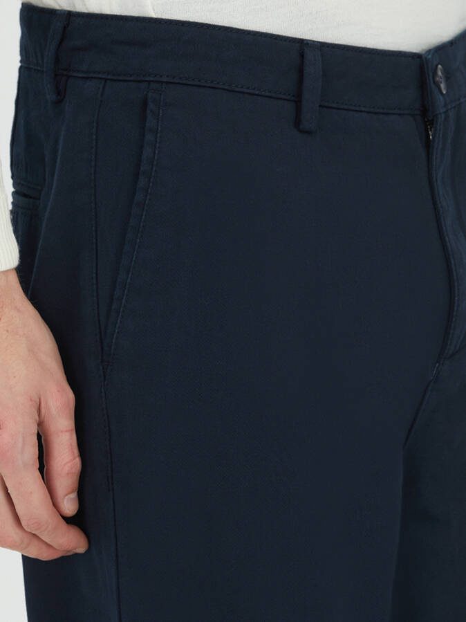 Marineblau Gewebte Lässige Baumwollmischung Hose