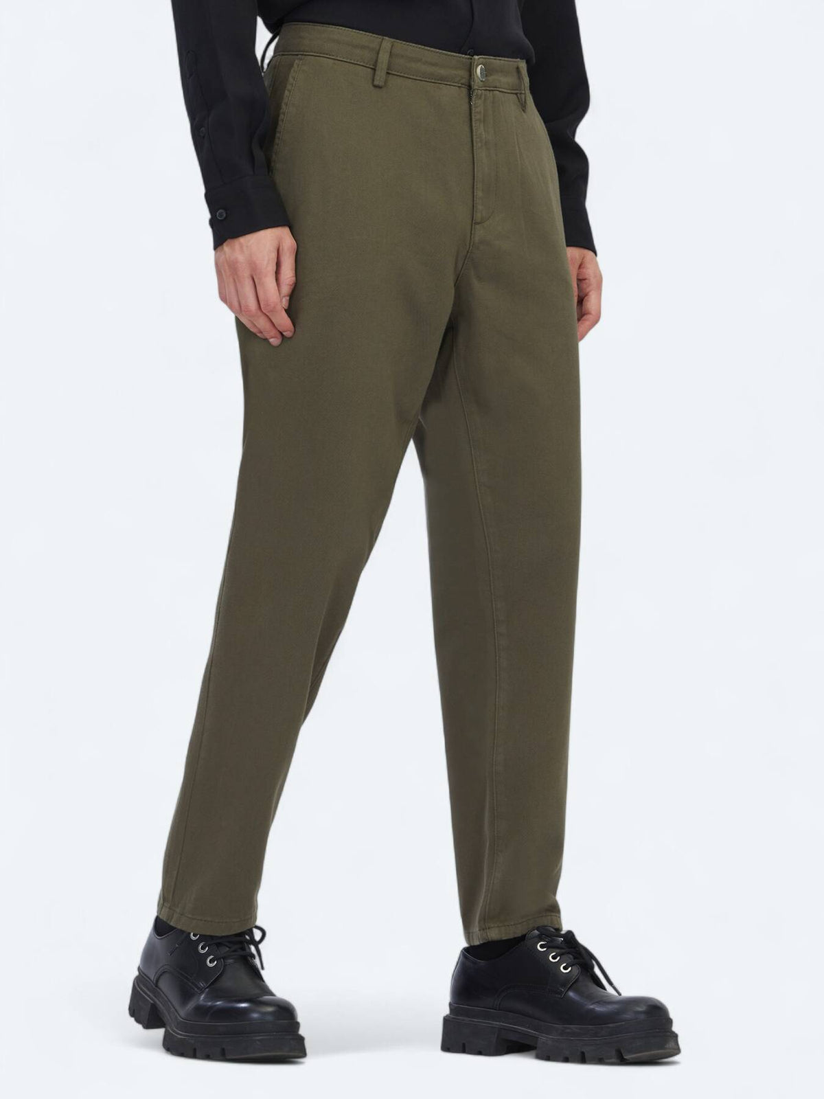 Khaki Weben Lässige Baumwollmischung Hose