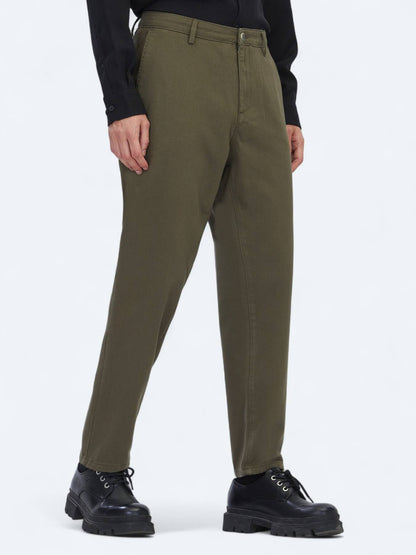 Khaki Weben Lässige Baumwollmischung Hose