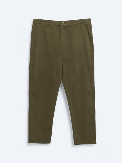 Khaki Weben Lässige Baumwollmischung Hose