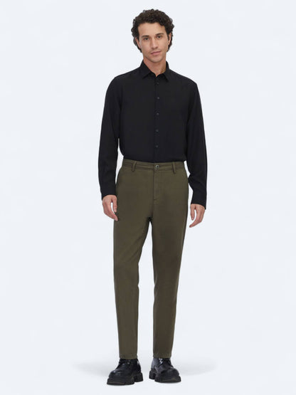 Khaki Weben Lässige Baumwollmischung Hose