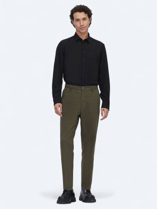 Khaki Weben Lässige Baumwollmischung Hose