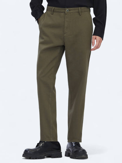 Khaki Weben Lässige Baumwollmischung Hose