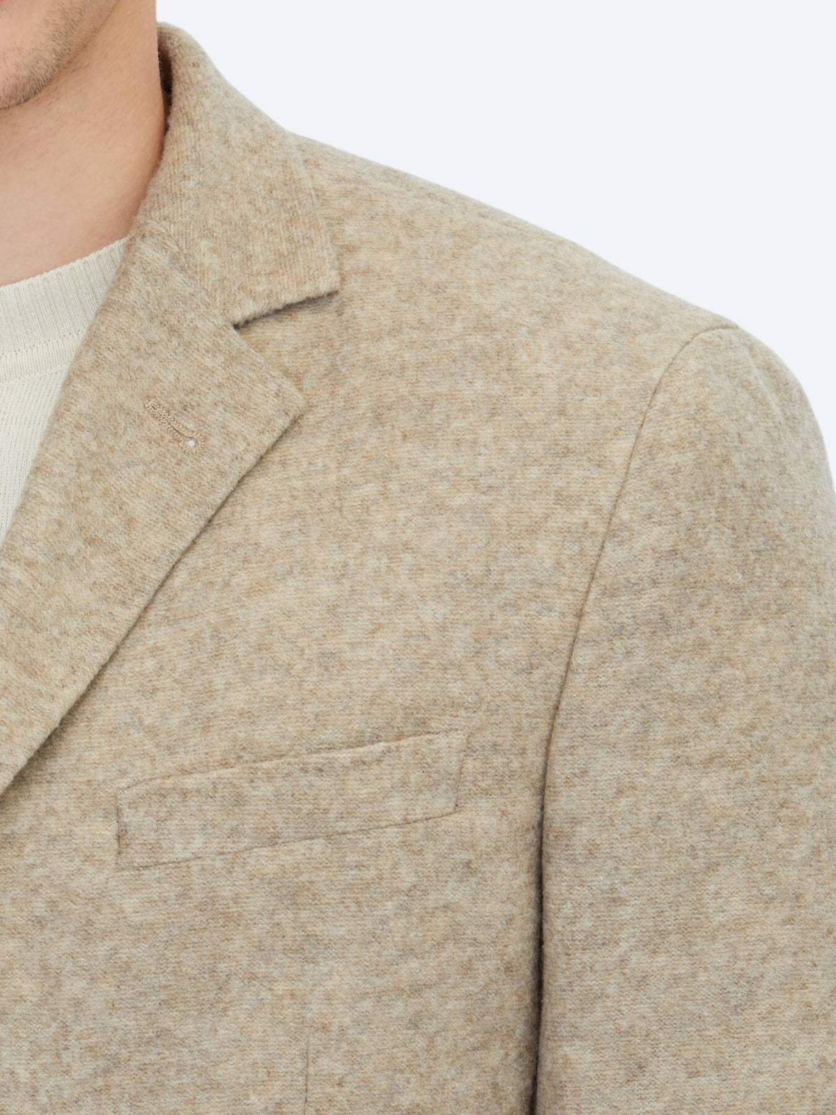 Beige gemusterte moderne Passform Wollmischjacke