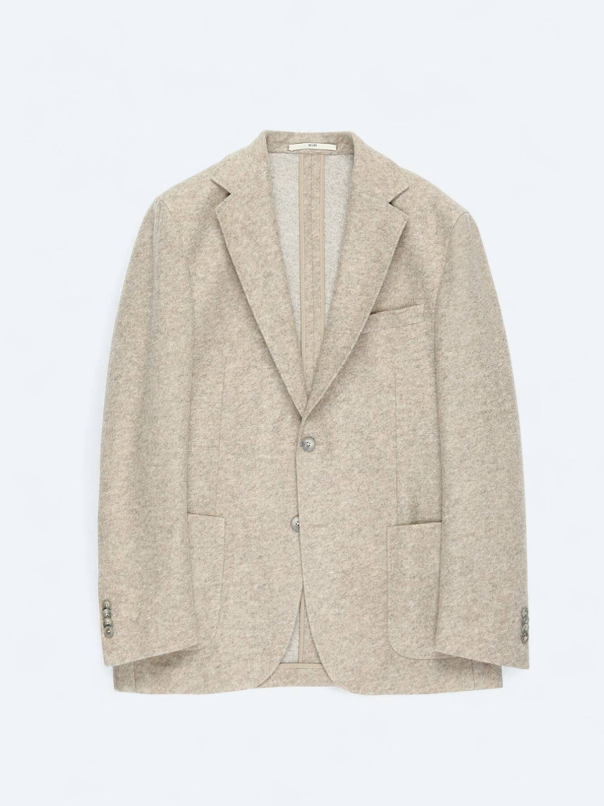 Beige gemusterte moderne Passform Wollmischjacke