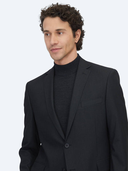 Schwarzer Micro Regular Fit Anzug