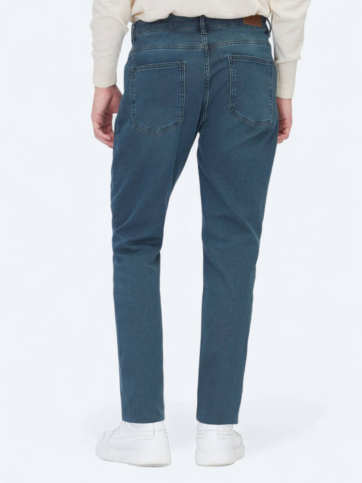 Petrolblaue Slim Fit Denim-Hose aus Baumwolle