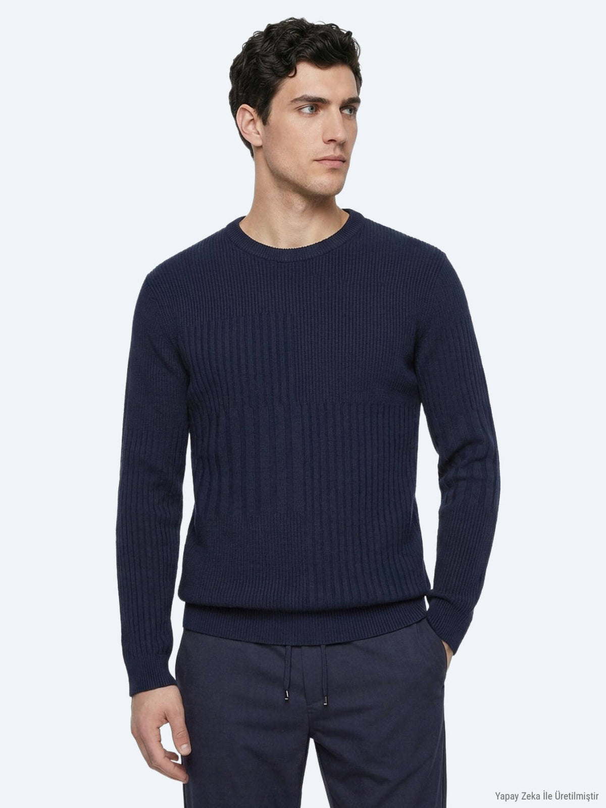 Marineblauer Strickpullover