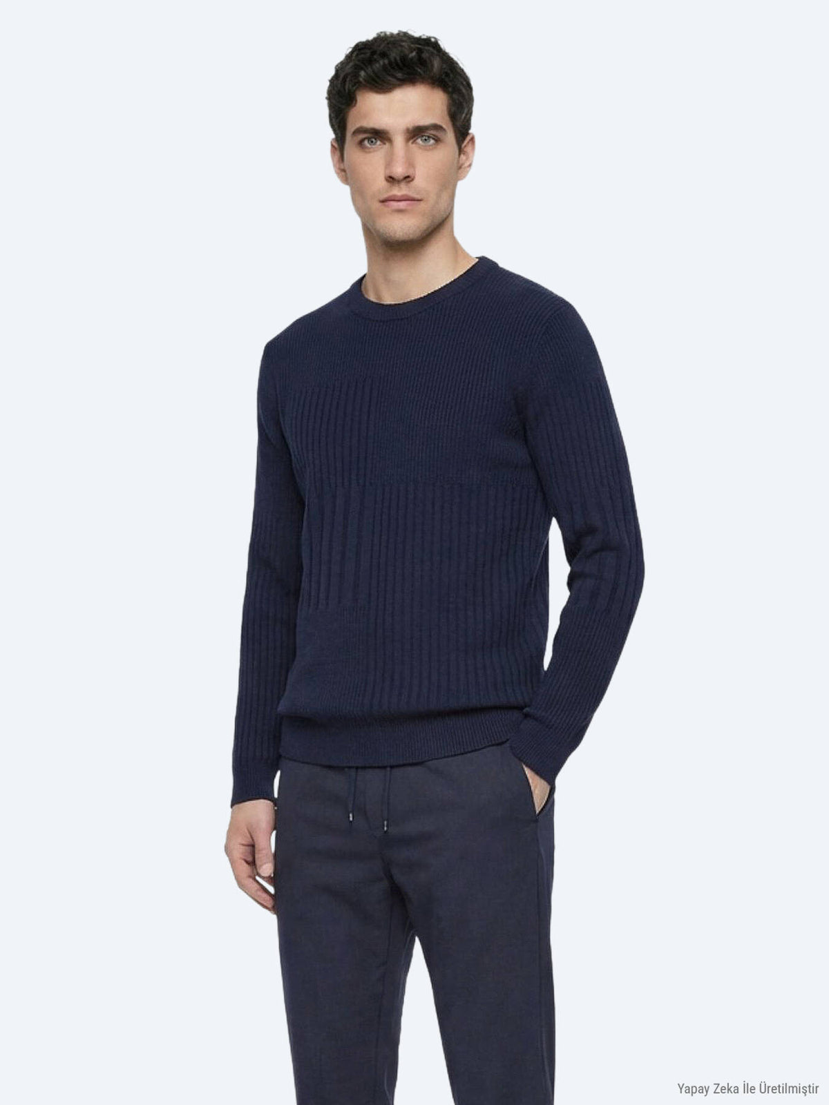 Marineblauer Strickpullover