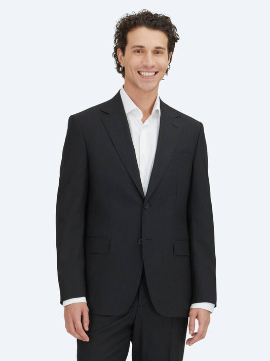 Schwarzer gestreifter Anzug, modern fit