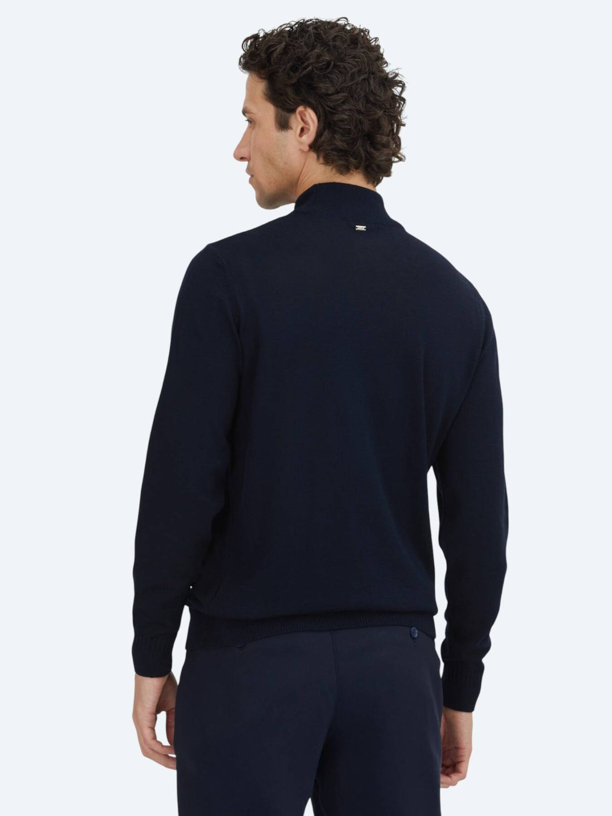 Marineblaues Strick-Sweatshirt
